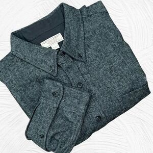 Wallace & Barnes J.CREW Button‎ Down Flannel Classic Shirt Dk Gray Men's Large